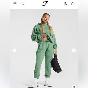 Gymshark Rest Day SET - Hoodie & Joggers Green Marl